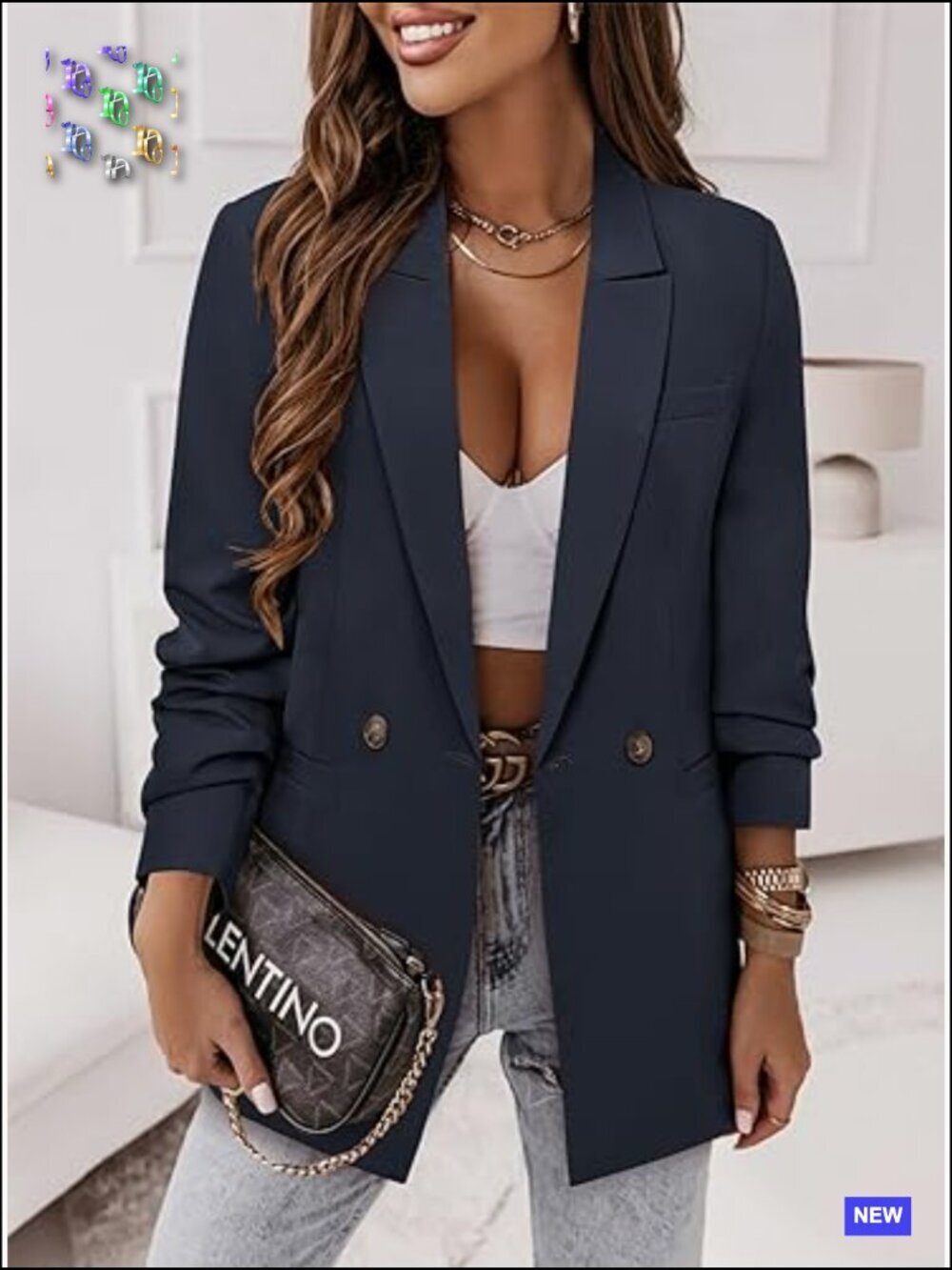 Professional Blazer Jacket Lined Lightweight Polyester Blend Regular Fit Work - Picture 4 of 6